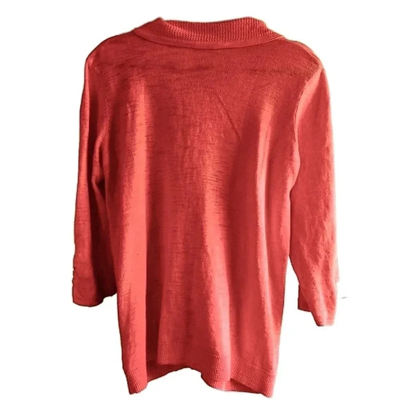 Weekends by Chico's coral lightweight sweater jacket w/ contrasting knits Size 1 - Picture 2 of 9